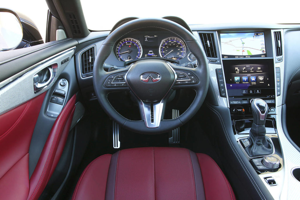 The 2018 Infiniti Q60 interior uses high quality materials put together with precision. (Manufacturer photo)
