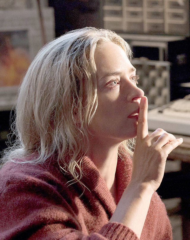 Emily Blunt stars as a mother struggling to protect her children from alien invaders in “A Quiet Place.” (Paramount Pictures)