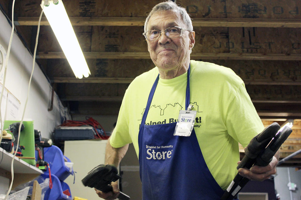 Allan Buchholz refurbishes donated tools for sale at the Habitat Store in Lynnwood. (Habitat for Humanity of Snohomish County)

