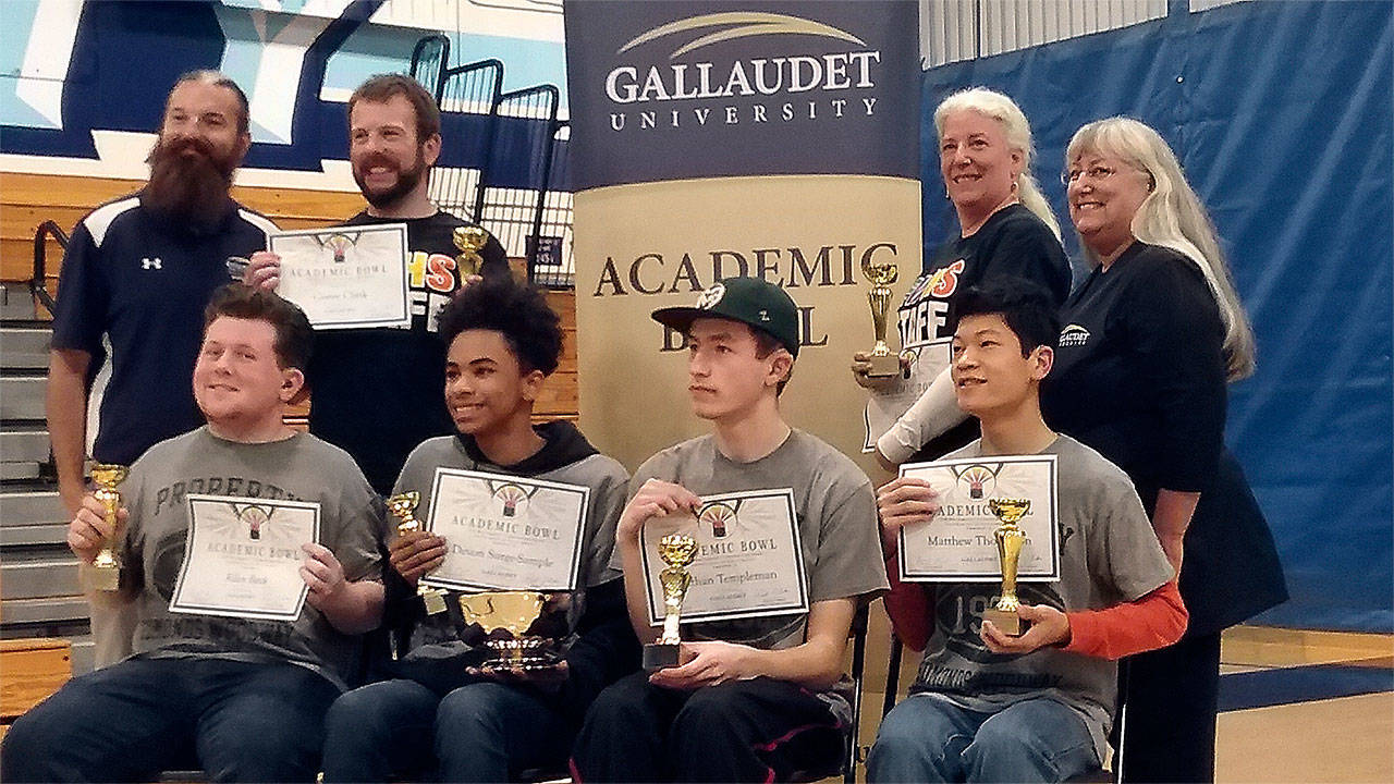 The Deaf Academic Bowl team from Edmonds-Woodway High School finished in second place at the West Regional competition held March 10-11 in Irvine, Calif. (Contributed photo)