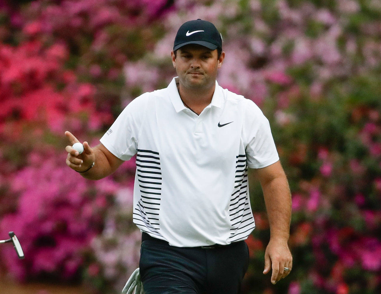 Patrick Reed reacts after making a birdie putt on the 13th hole during the second round at the Masters on April 6, 2018, in Augusta, Ga. (AP Photo/Chris Carlson)