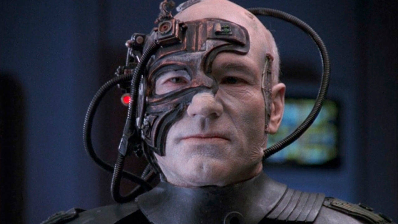 Actor Patrick Stewart portrays Capt. Jean-Luc Picard following his “assimilation” by the cybernetic Borg in “Star Trek: The Next Generation.” (CBS Television)