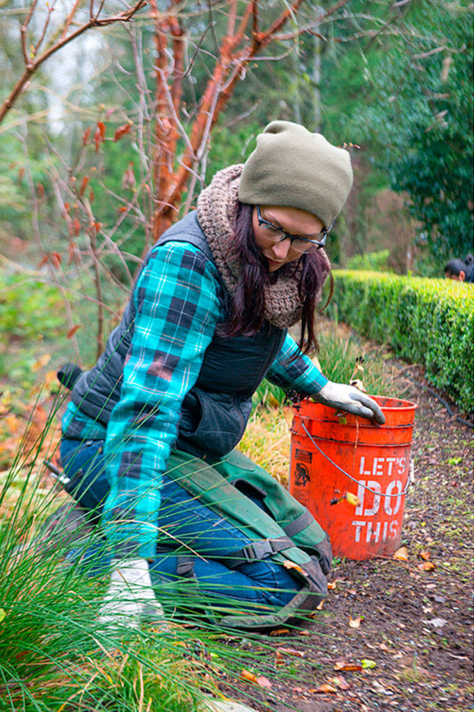 Stephanie Libby, a groundskeeper, is part of a photo project that shows women working jobs traditionally held by men. (Photo by Tina Tang)
