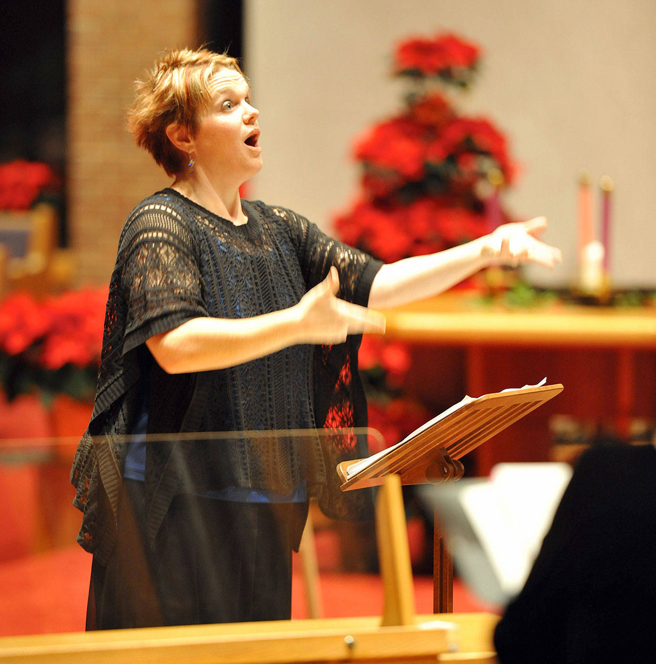 Jennifer Rodgers takes over for Lee Mathews as artistic director and conductor of the Everett Chorale. (Photo by Jim King)