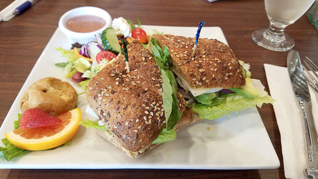 The garden sub is one of several vegetarian plates offered at the Wild Rose Bistro in Arlington. It came with a house salad. (Sharon Salyer/The Herald)