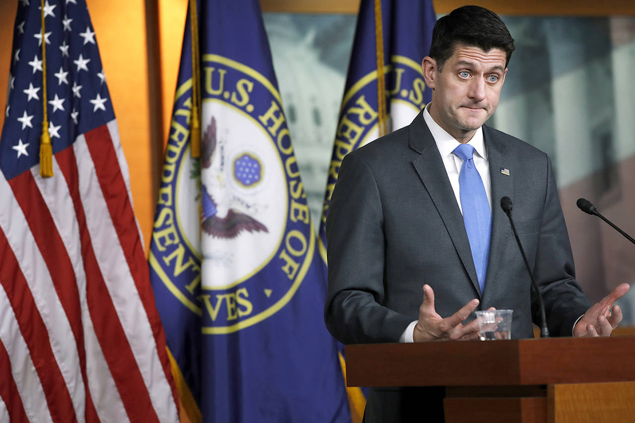 House Speaker Paul Ryan of Wisconsin announces that he will not run for re-election at the end of this term, Wednesday on Capitol Hill in Washington. (AP Photo/Jacquelyn Martin)