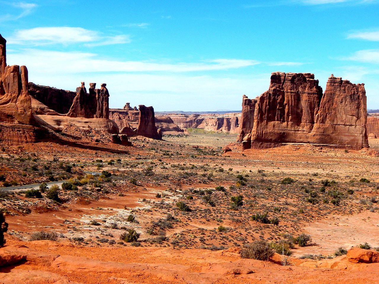 The Courthouse Towers are among some of the first features seen entering into Arches National Park in Utah. (Jon Bauer/Herald file photo)