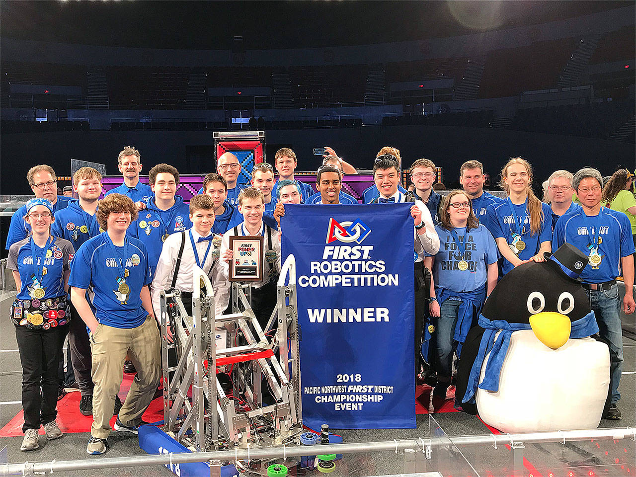 The Mountlake Terrace High School “Chill Out” Team 1778 was part of the winning alliance at the FIRST Robotics Competition Pacific Northwest District Championship, held April 4-7 in Portland. (Contributed photo)