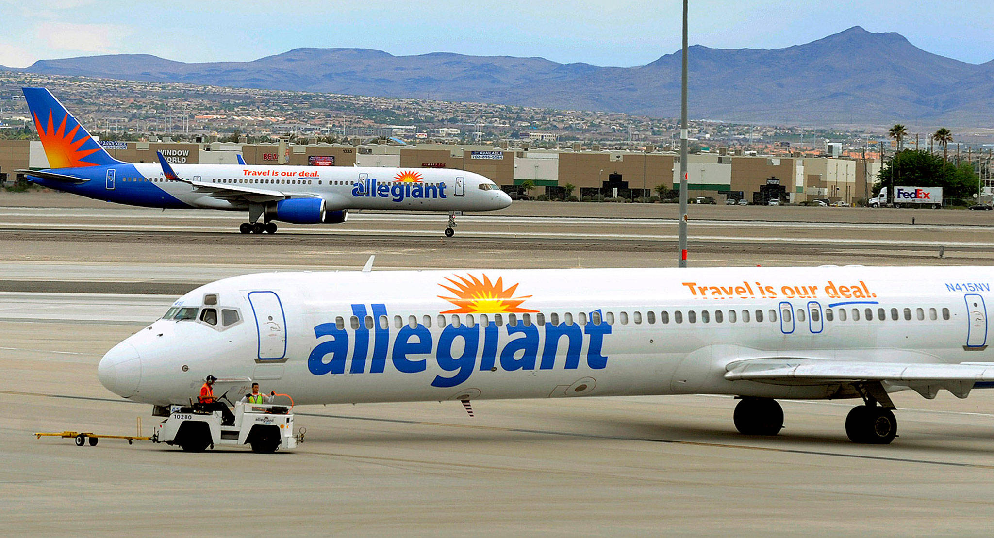 Allegiant Air jets at McCarran International Airport in Las Vegas. (AP Photo/David Becker, File)