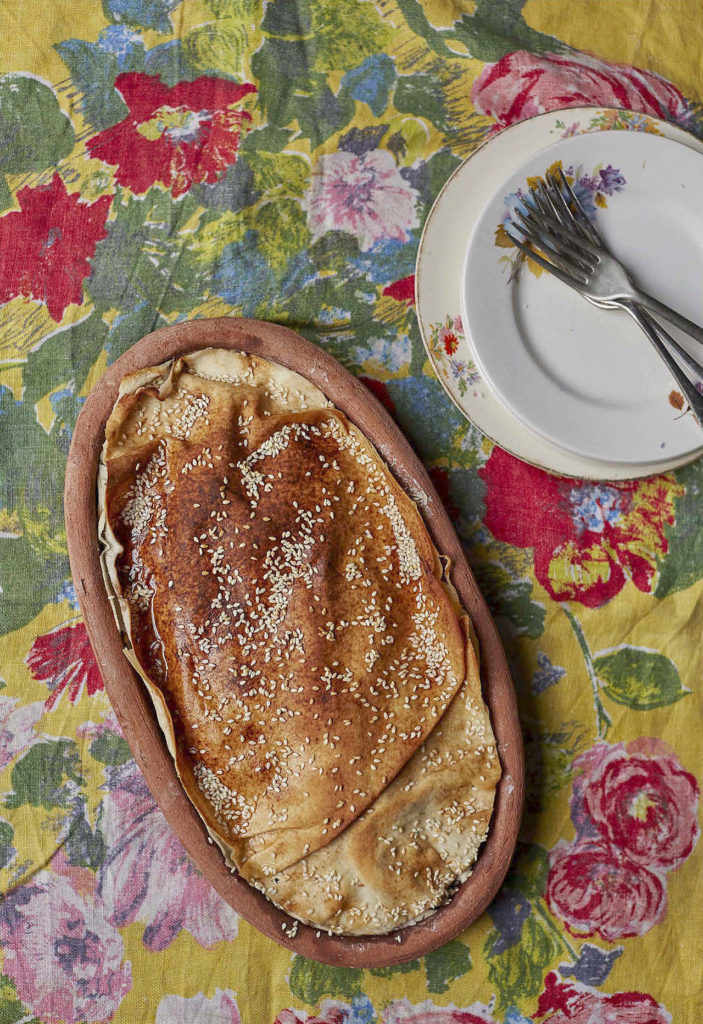 Photo by Elena Heatherwick
Lavash, chicken and herb pie with barberries.
