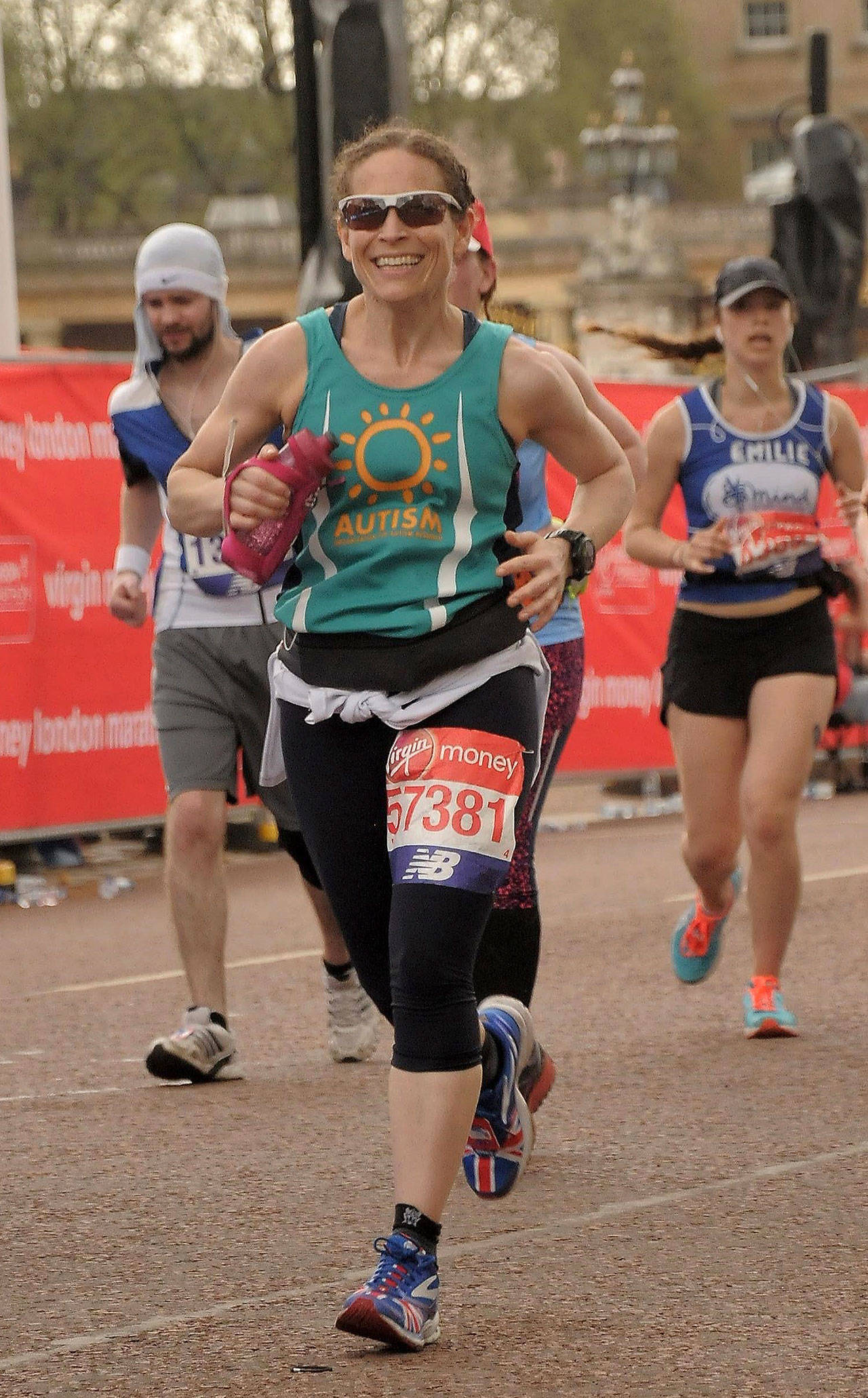 Monica Byerly competed in the London Marathon on April 22. Byerly, a Snohomish resident and a teacher and Monroe’s Hidden River Middle School, has completed three of the world’s six most prestigious marathons, and runs to support autism awareness and research. (Photo provided by Monica Byerly)