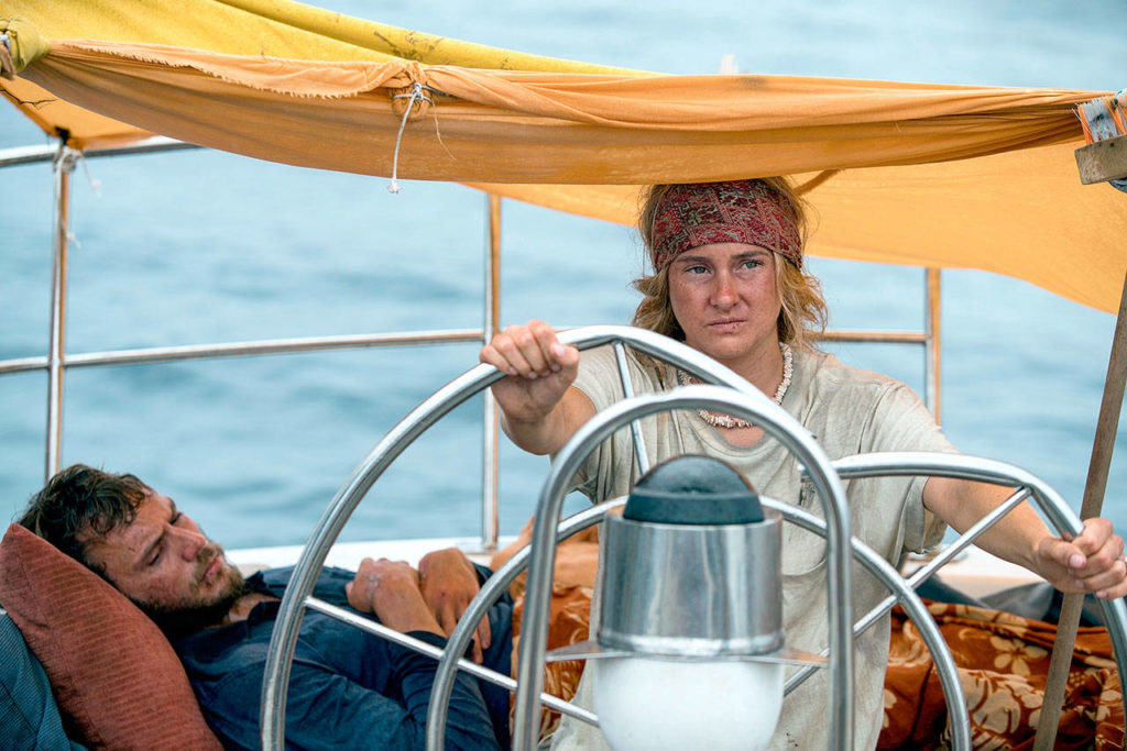 Sam Claflin and Shailene Woodley play sailors not having a good time in “Adrift,” in theaters on June 1. (STXfilms)
