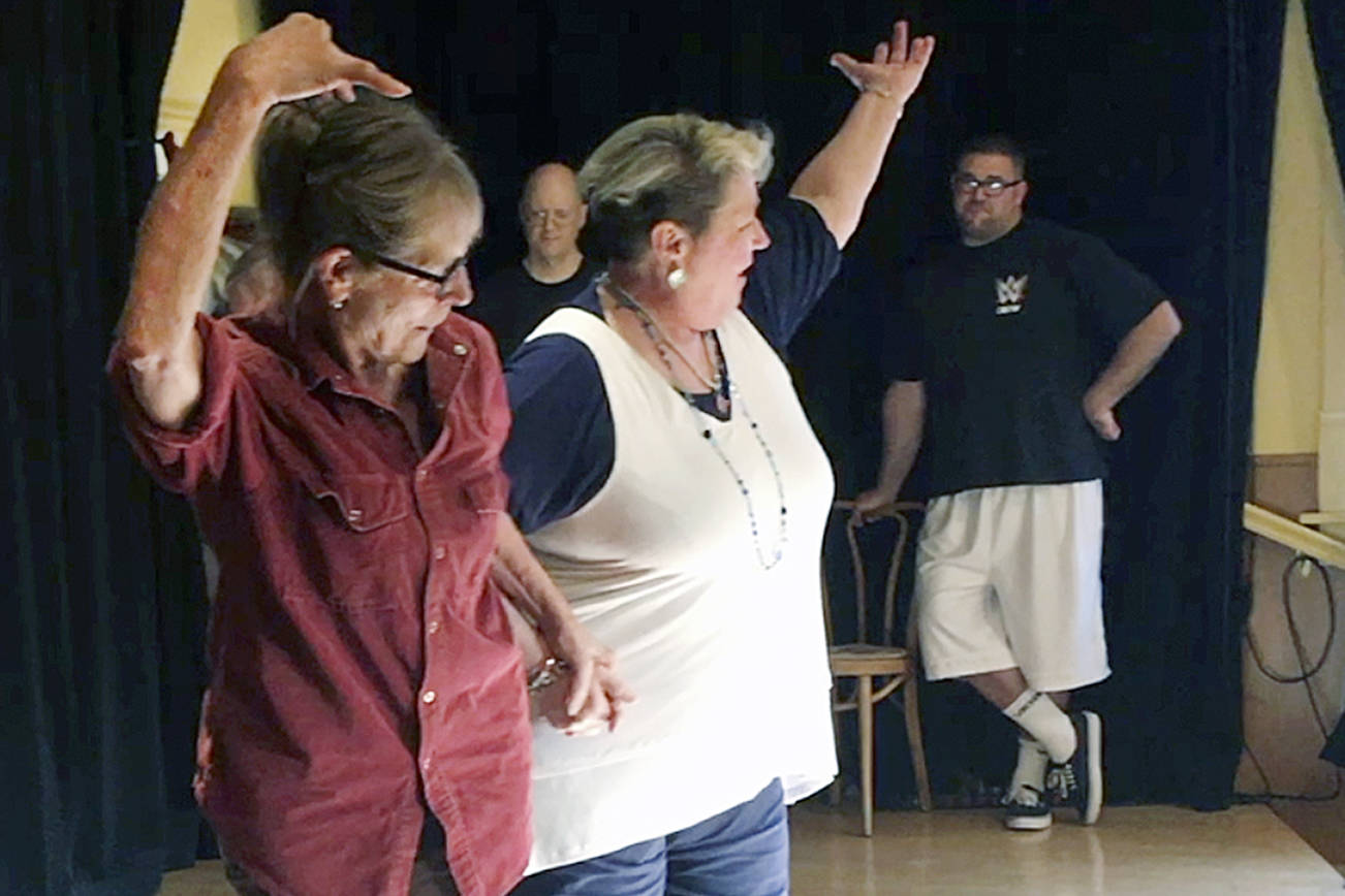 Barbara Berg (left) and Barbara “Blue” DeMaesschalck perform with the Crackpot Comedy Cavalcade.