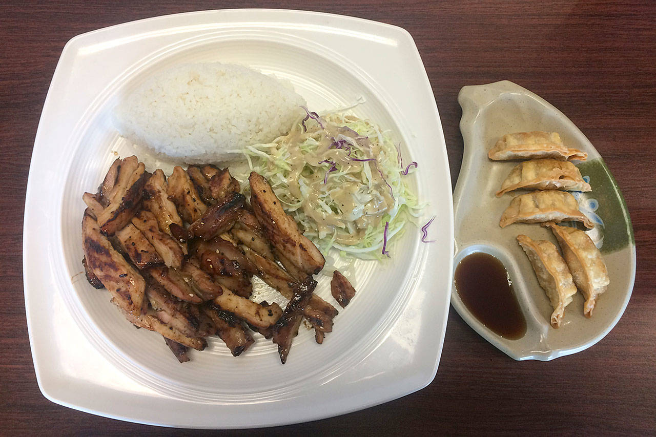 The chicken and gyoza combination from SOLID Modern Teriyaki in Mill Creek. (Evan Thompson / The Herald)