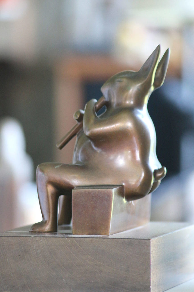 The lyrical sculpture”Piping Rabbit” is among the most iconic of McCracken’s renditions of animals.
