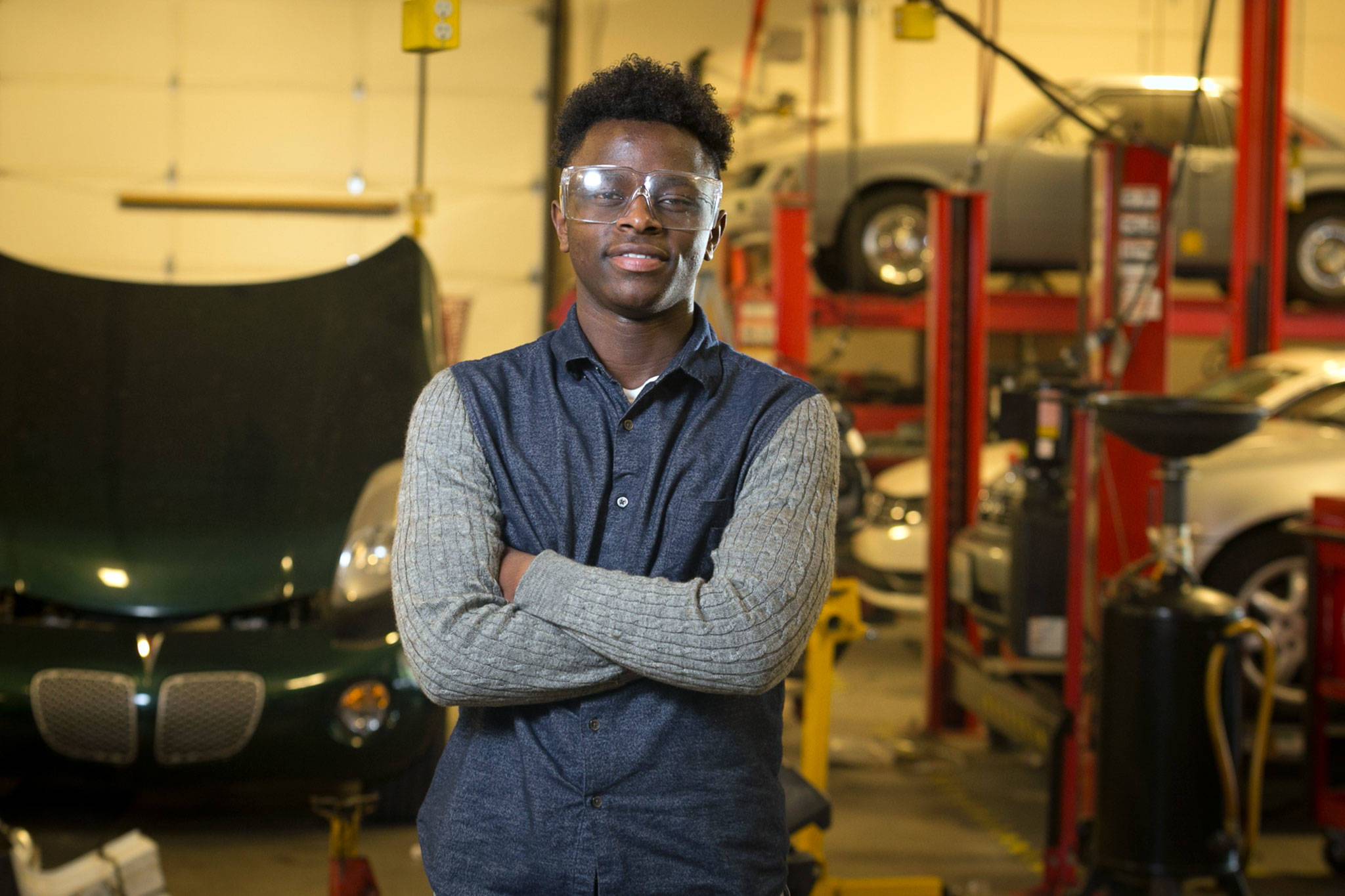 Jean Christian Niyonkuru is an auto tech student at Sno-Isle Tech Skills Center and also takes classes at Cascade High School. Niyonkuru came to the Puget Sound as a Rwandan refugee and orphan in fifth grade. (Kevin Clark / The Herald)