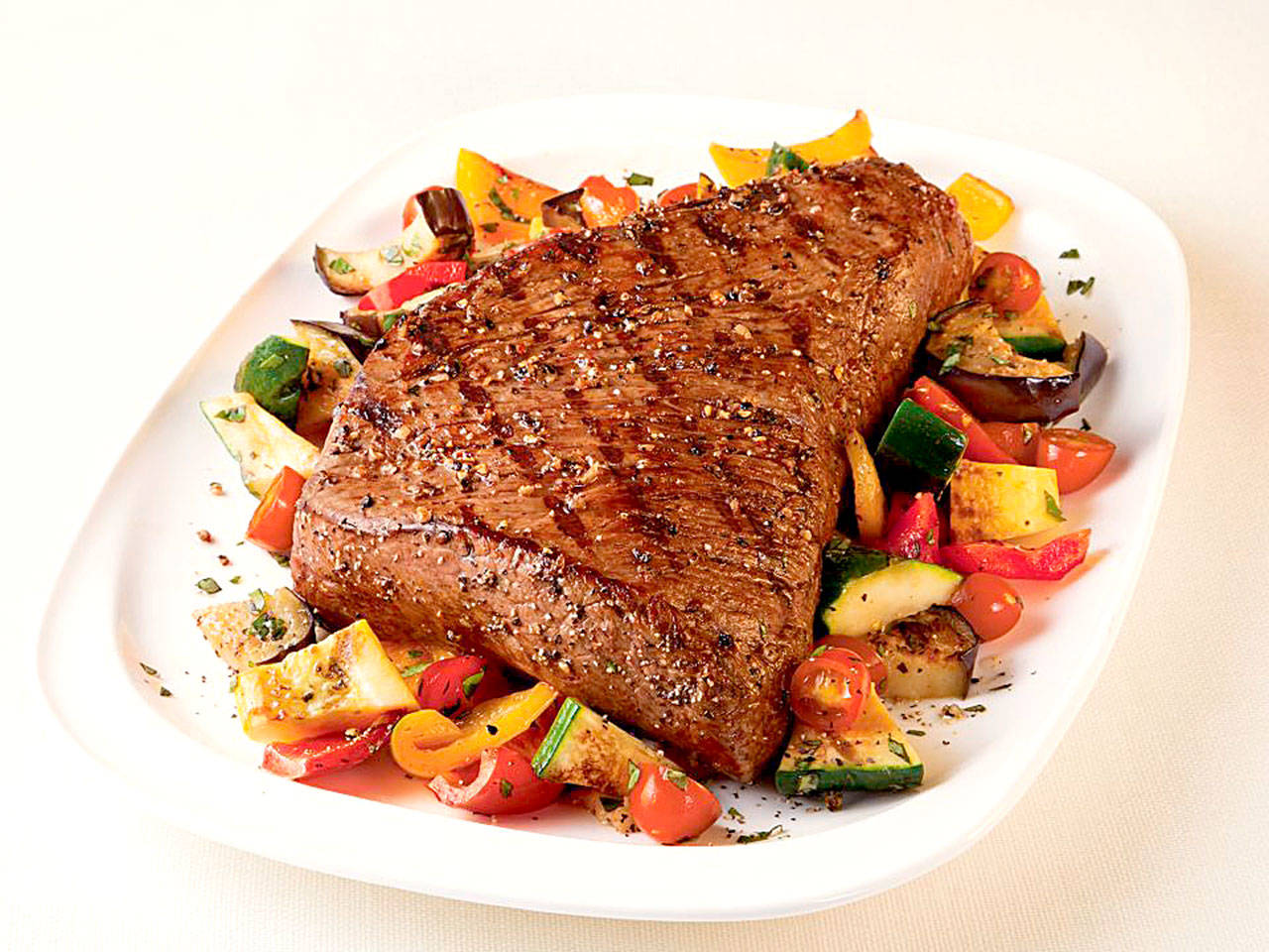 Serve this grilled trip-tip — whether the beef is grass-fed or grain-finished — with ratatouille. (Washington State Beef Commission)