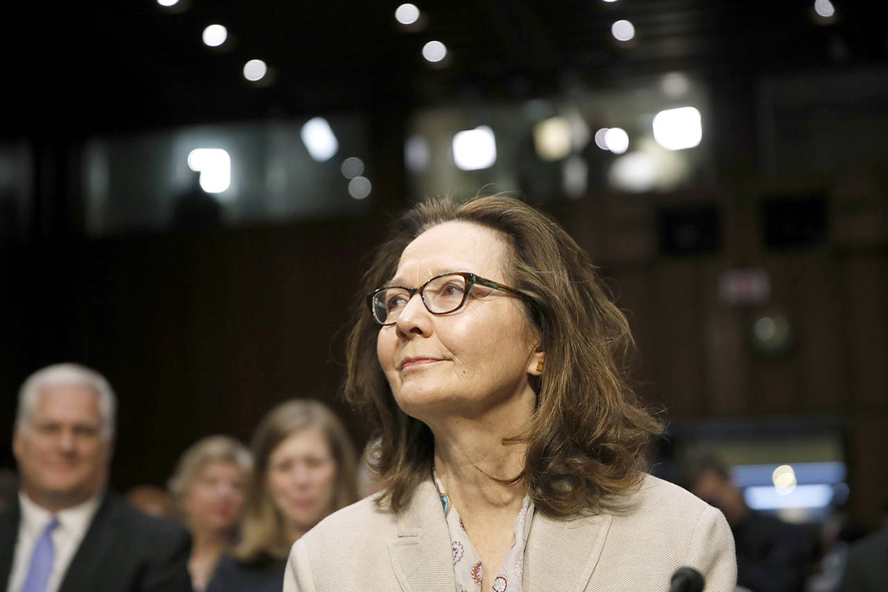 CIA nominee Gina Haspel is seated for a confirmation hearing of the Senate Intelligence Committee on Capitol Hill on Wednesday in Washington. (AP Photo/Alex Brandon)