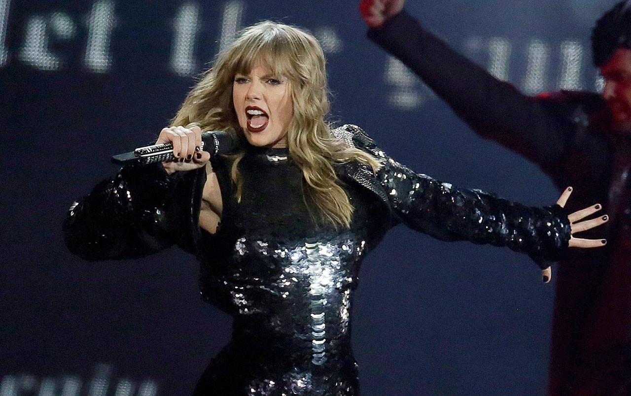 Taylor Swift performs during the Reputation Stadium Tour opener at University of Phoenix Stadium on Tuesday in Glendale, Arizona. (Rick Scuteri/Invision/AP)