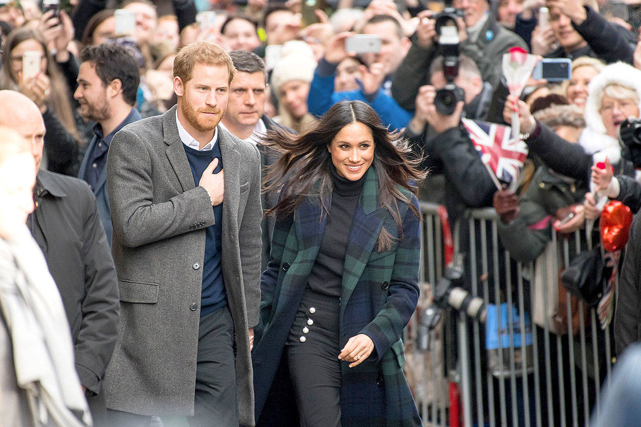 Prince Harry and Megan Markle visit Social Bite, a Collaborative Movement to End Homelessness in Scotland, in Edinburgh, U.K. The two will wed May 19. (DPPA/Sipa USA)