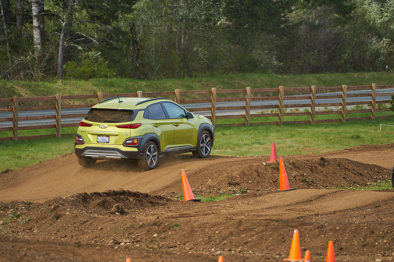 The 2018 Hyundai Kona Ultimate AWD, winner in the Subcompact SUV category at the NWAPA Outdoor Activity Vehicle of the Year competition. (Northwest Automotive Press Association photo)