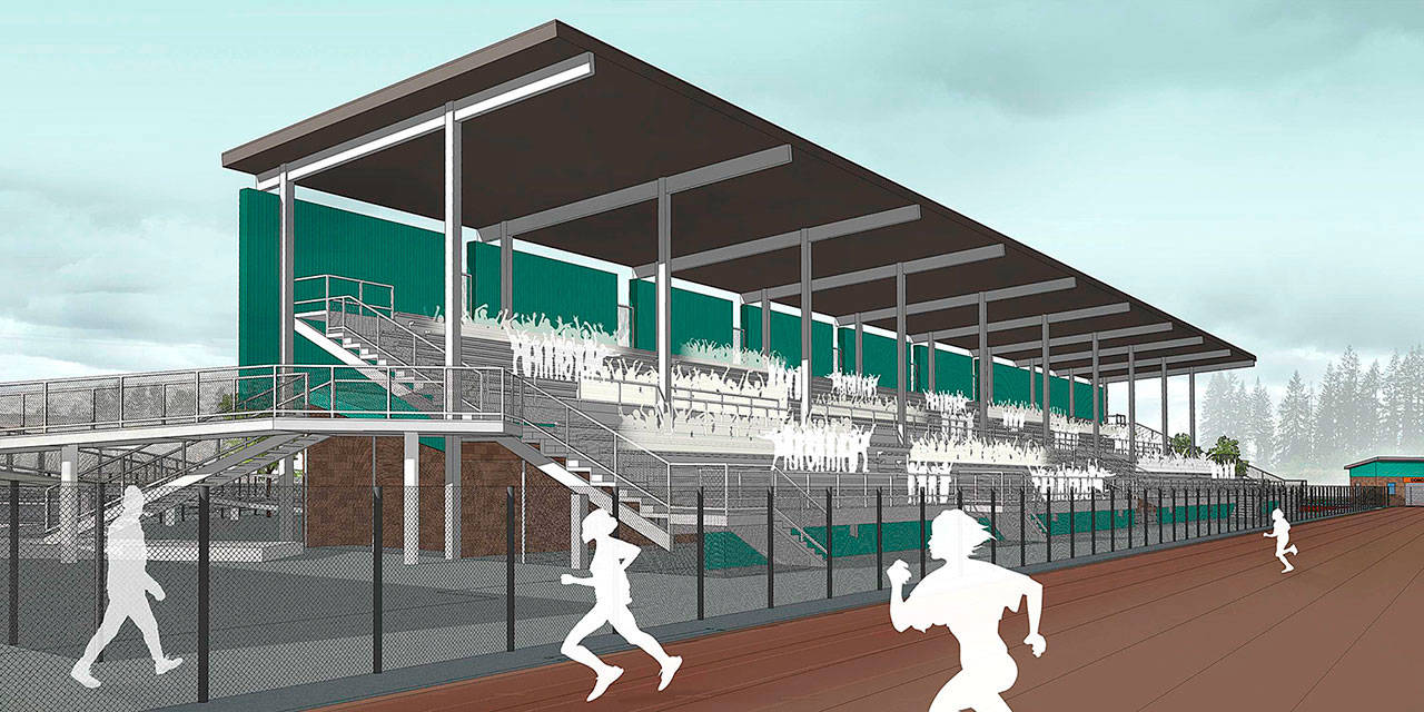 Granite Falls School District                                An artist’s conception of the new grandstand at Granite Falls High School. The grandstand is scheduled to be ready for use this fall.