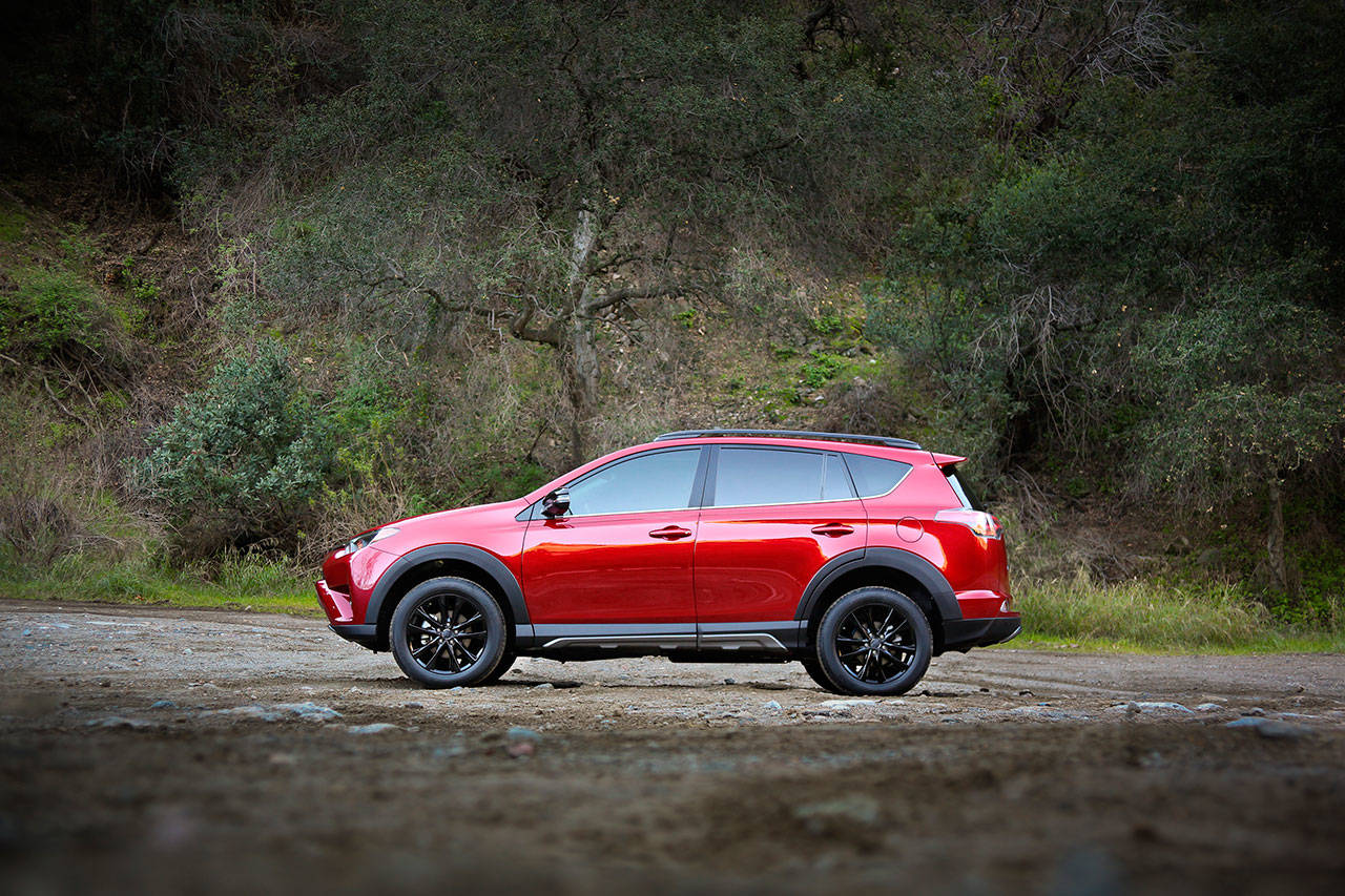 The RAV4 Adventure model is new for 2018, offering extra ground clearance and bigger tires to enhance off-highway capability. (Manufacturer photo)
