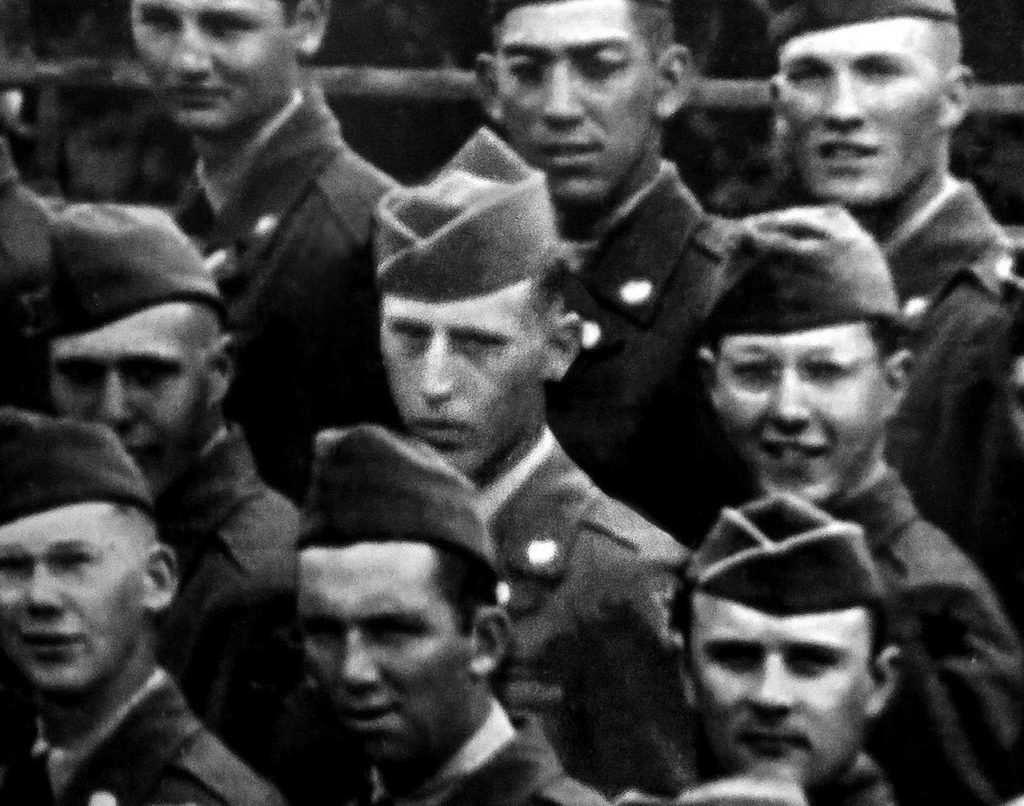 At Fort Ord, an Army base in California, Paul Bochan (center) is photographed with his unit. (Photo courtesy Jean Bochan)
