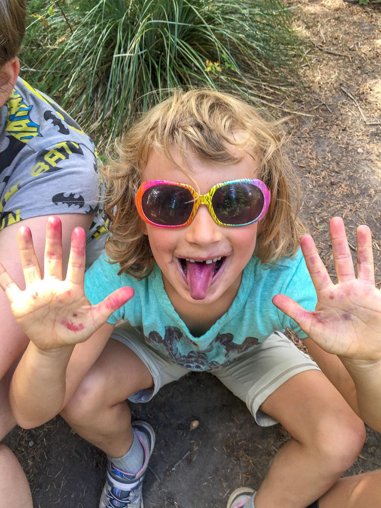 Choose a hike that has something interesting to discover, such as ripe blueberries for foraging. (Photo by Susan Elderkin)
