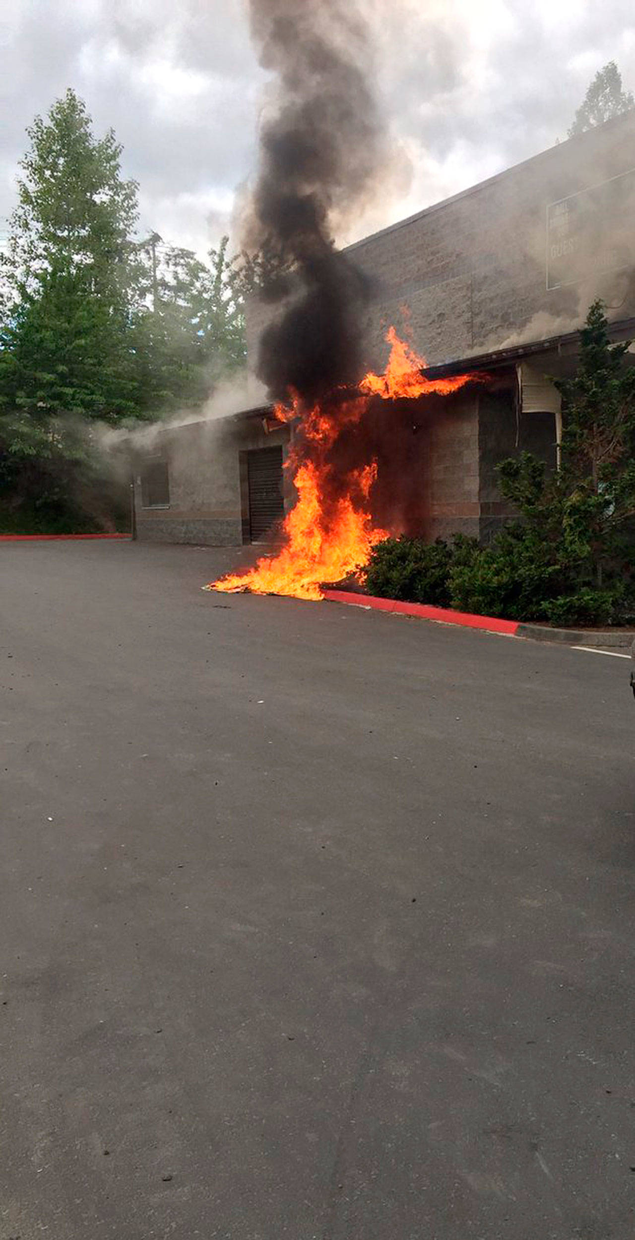 A fire in two portable toilets behind the Lake Stevens Boys Girls Club building Monday afternoon is under investigation.                                (Photo by Lake Stevens Fire Dept.)