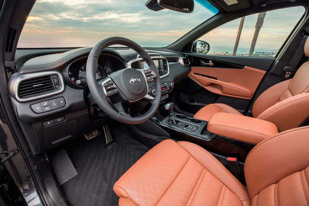 The 2019 Kia Sorento SUV abounds with high-grade materials and features for keeping passengers comfortable. (Manufacturer photo)
