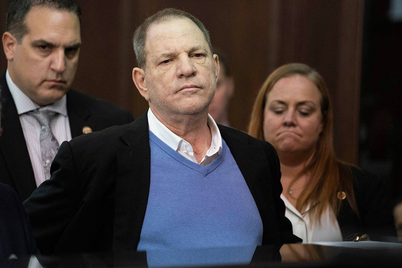 In this May 25 photo, Harvey Weinstein listens during a court proceeding in New York. (Steven Hirsch/New York Post via AP, Pool)