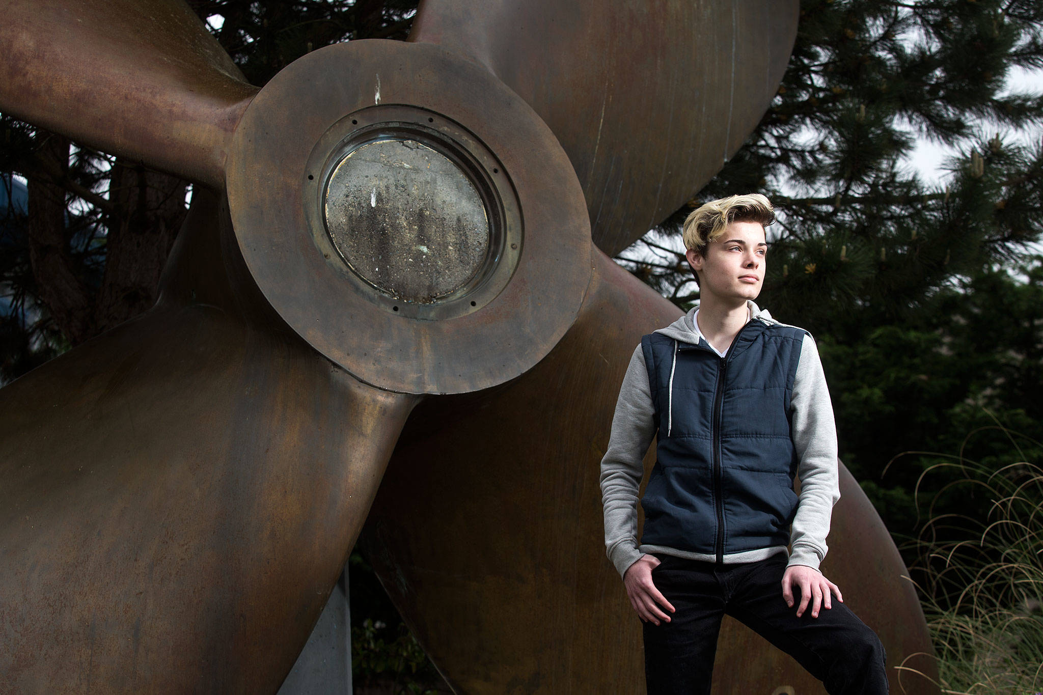 Mariner High School senior Joshua Thompson on Friday, May 18, 2018 in Everett, Wa. (Andy Bronson / The Herald)