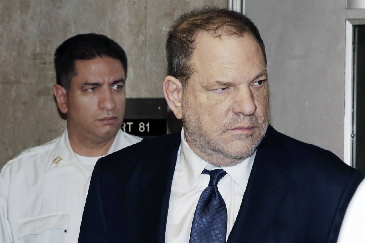 Harvey Weinstein leaves after his appearance in Supreme Court in New York on Tuesday. (AP Photo/Richard Drew)