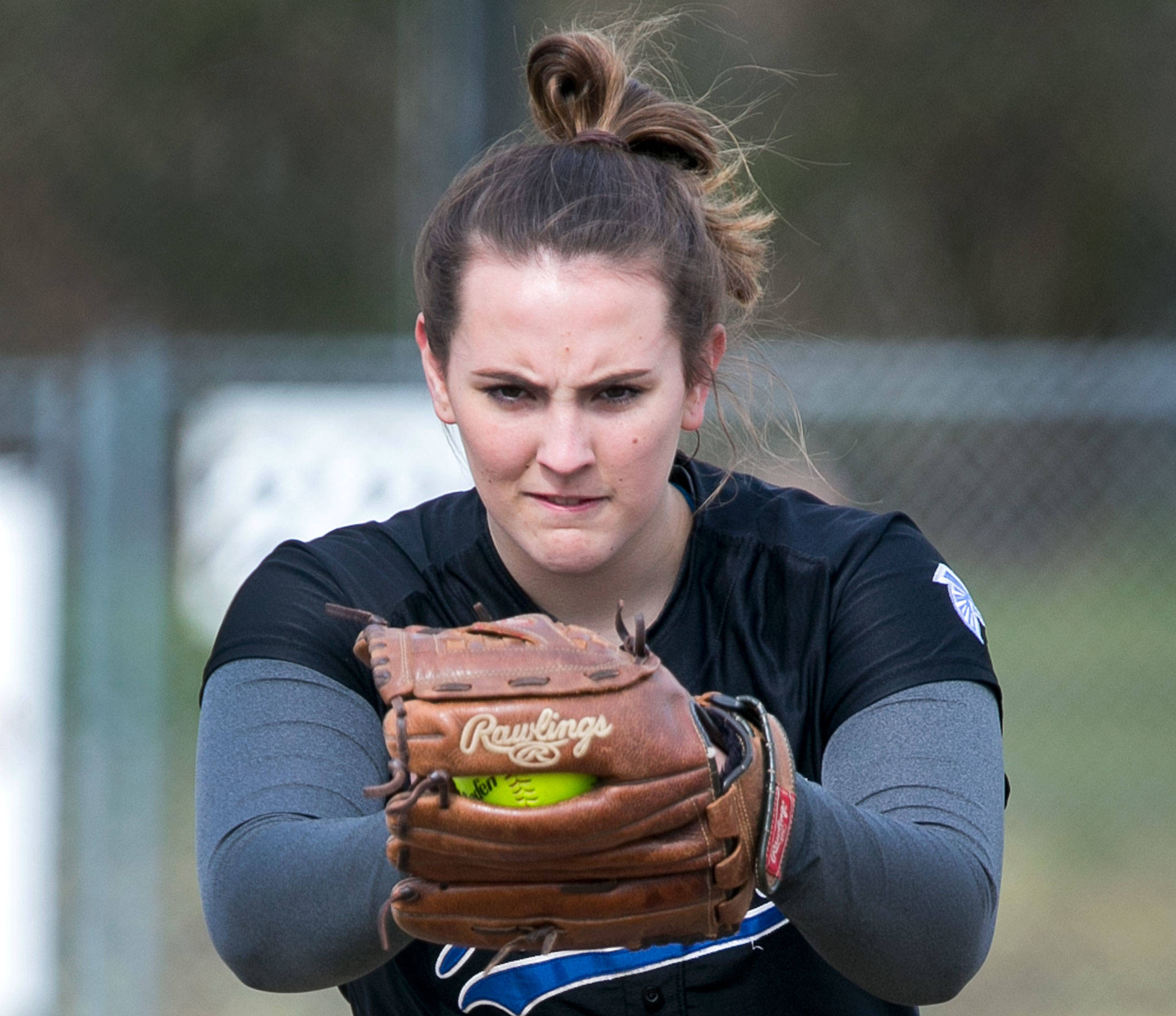 South Whidbey pitcher Mackenzee Collins is the Cascade Conference’s 2018 Defensive Player of the Year. (Kevin Clark / The Daily Herald)