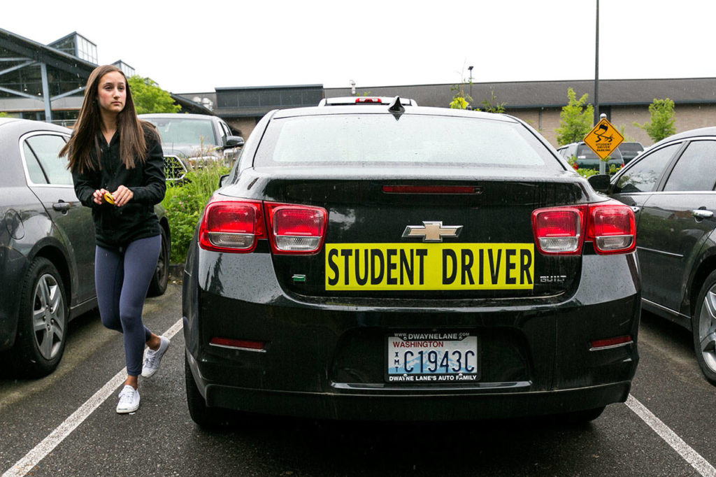 Olivia Kraski is a sophomore and a recent graduate of the driver’s education class at Arlington High School. (Kevin Clark / The Herald)
