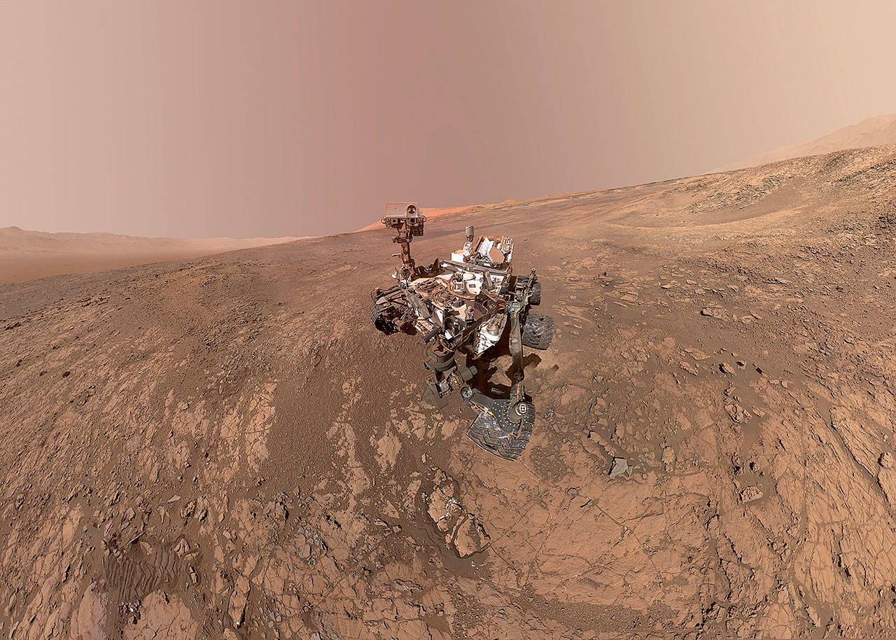 This composite image made from a series of photos in January shows a self-portrait of NASA’s Curiosity Mars rover on Vera Rubin Ridge on Mars. (NASA)