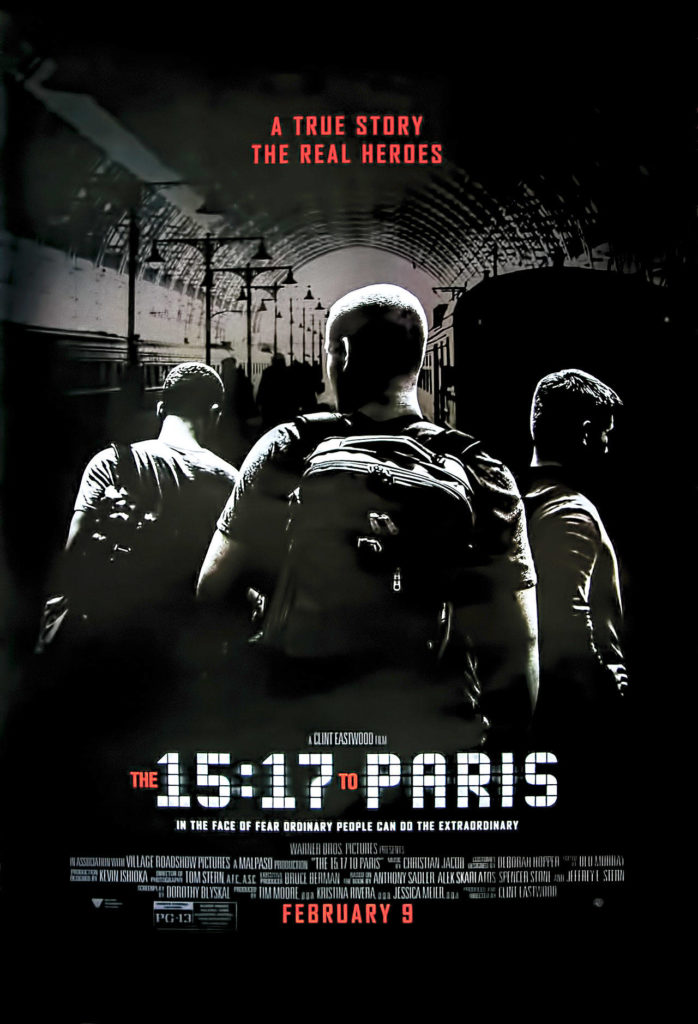 A U.S. advance poster of “The 15:17 to Paris” from 2018. (Courtesy of Frangioni Foundation)
