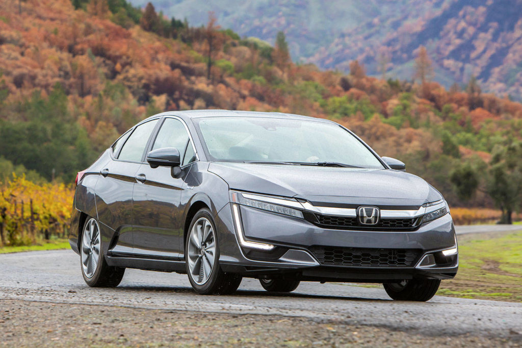 The 2018 Honda Clarity Plug-in Hybrid can travel up to 47 miles on electricity alone, and can be recharged in 2.5 hours if using a Level 2 charger. (Manufacturer photo)
