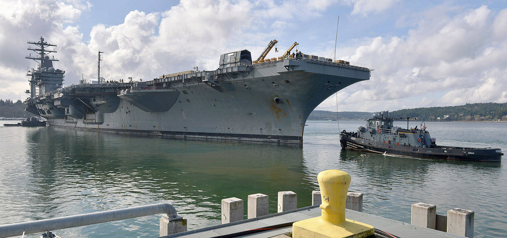 The aircraft carrier USS Nimitz at its homeport in Bremerton. (U.S. Navy photo by Mass Communication Specialist 3rd Class Ian Kinkead)