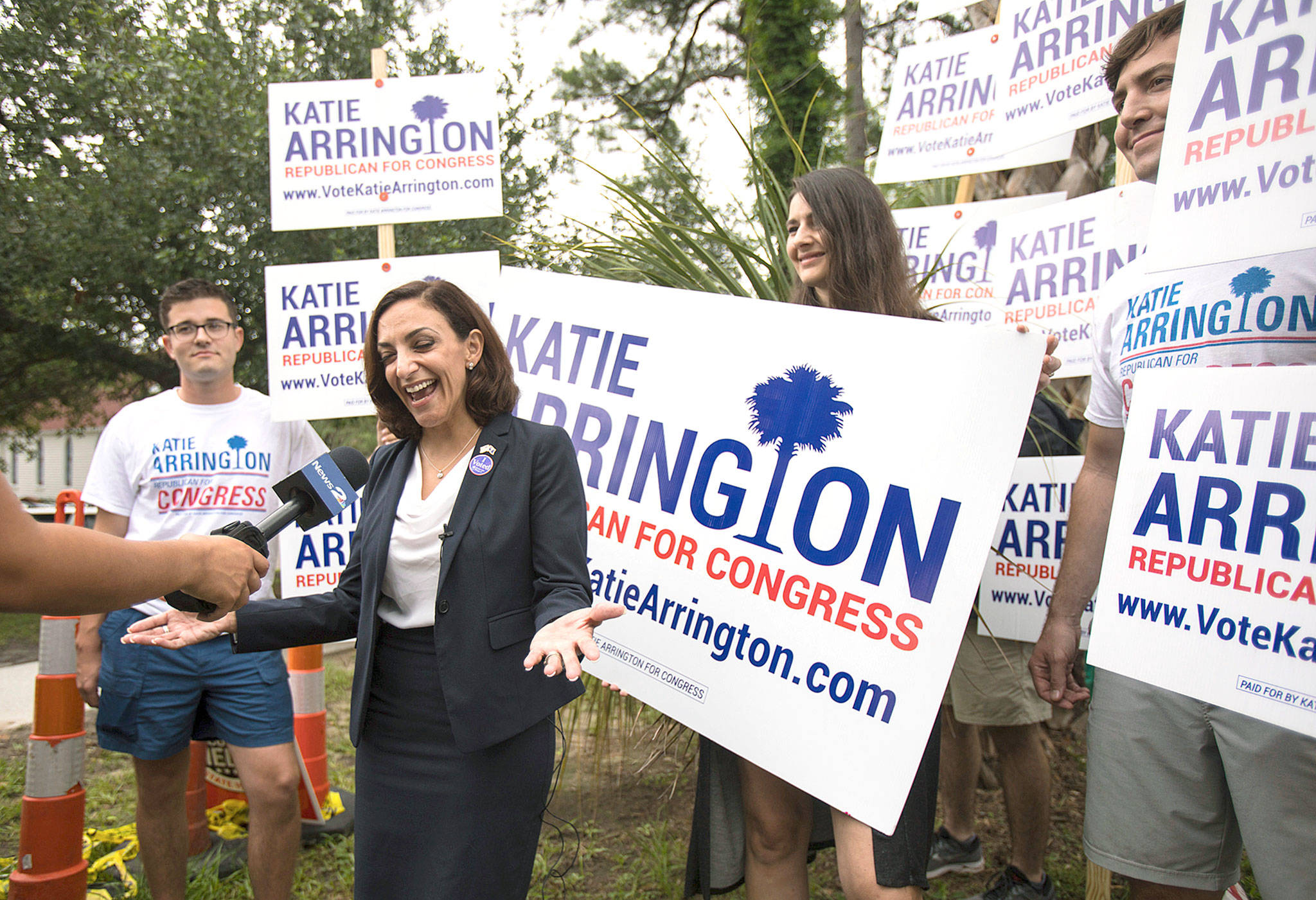 South Carolina state Rep.Katie Arrington after voting for herself in the primary election earlier this month. (Kathryn Ziesig/The Post And Courier via AP, File)