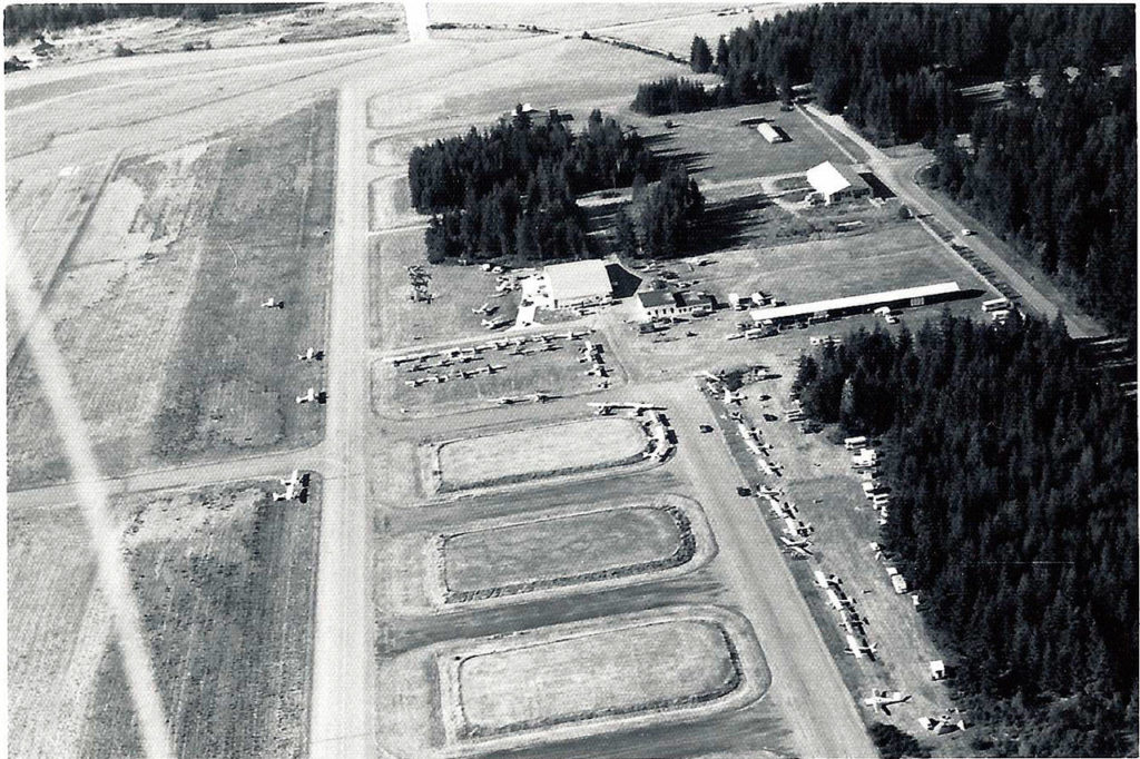 Photos from the early years of the Fly-In, in the early 1970s, show planes parked at the Arlington Municipal Airport for a casual get-together with other pilots. (Courtesy of the Arlington Fly-In) 
