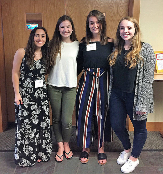 The Stanwood-Camano Island Branch of AAUW’s outstanding STEM students from Arlington High School are (from left) Sadie Hollingsworth, technology; Emma Dickson, mathematics; Alexis Zacher, technology; and Olivia Weaver, science. (Contributed photo)