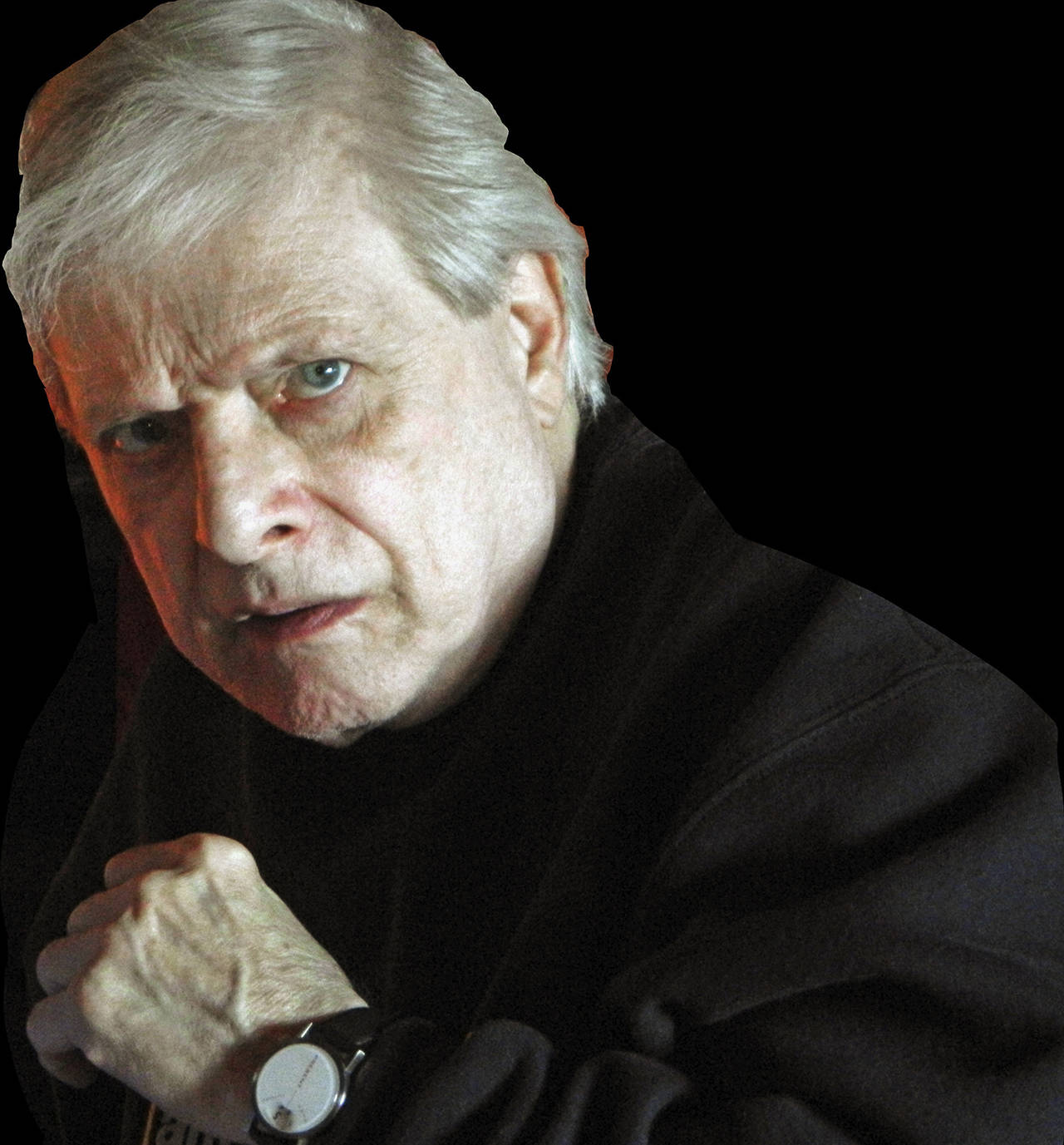 This 2012 cutout photo shows author Harlan Ellison in the Sherman Oaks neighborhood of Los Angeles. (Courtesy Steve Barber via AP)