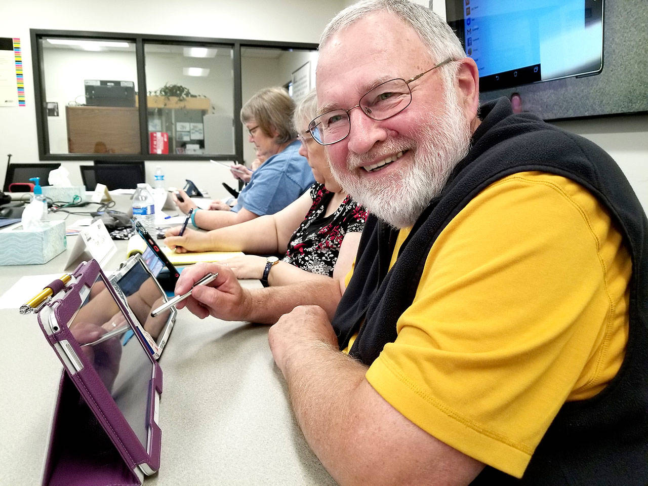 Carl Johansen is participating in the CRI course, Tips and Tricks for Android Tablets. (Adam Worcester for the Herald Business Journal)