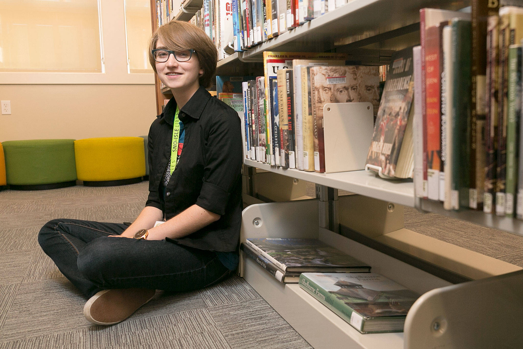 Anna King, a junior at Stanwood High, attends Everett Community College and will graduate with her diploma and Associates of Arts Degree. (Kevin Clark / The Herald)