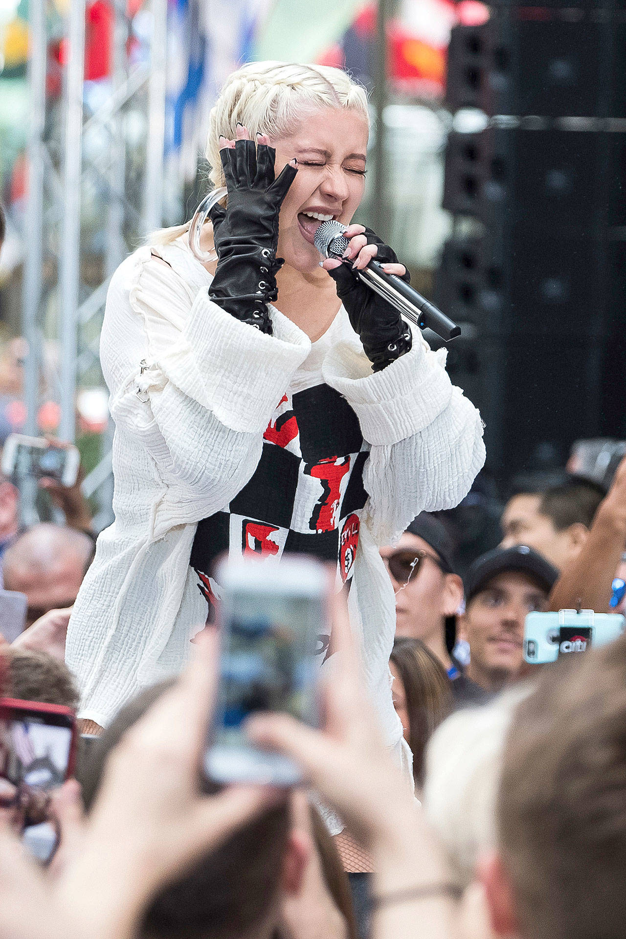 Christina Aguilera performs on NBC’s “Today” show at Rockefeller Plaza on June 15 in New York. (Photo by Charles Sykes/AP)
