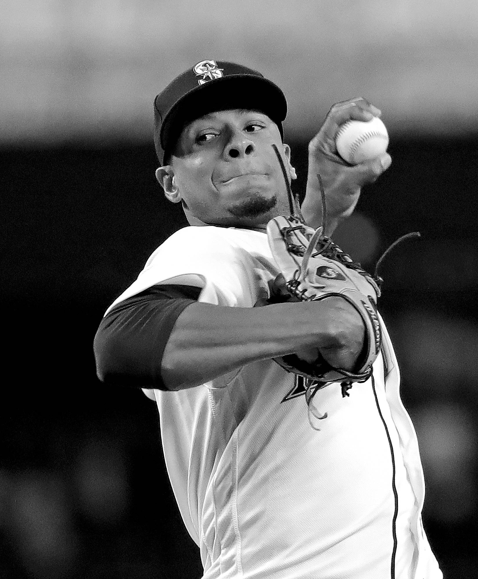 Elaine Thompson / Associated Press                                Seattle’s Ariel Miranda throws against Houston on April 17 in Seattle. The Mariners released the left-hander Thursday so he could pursue a playing opportunity in Japan.