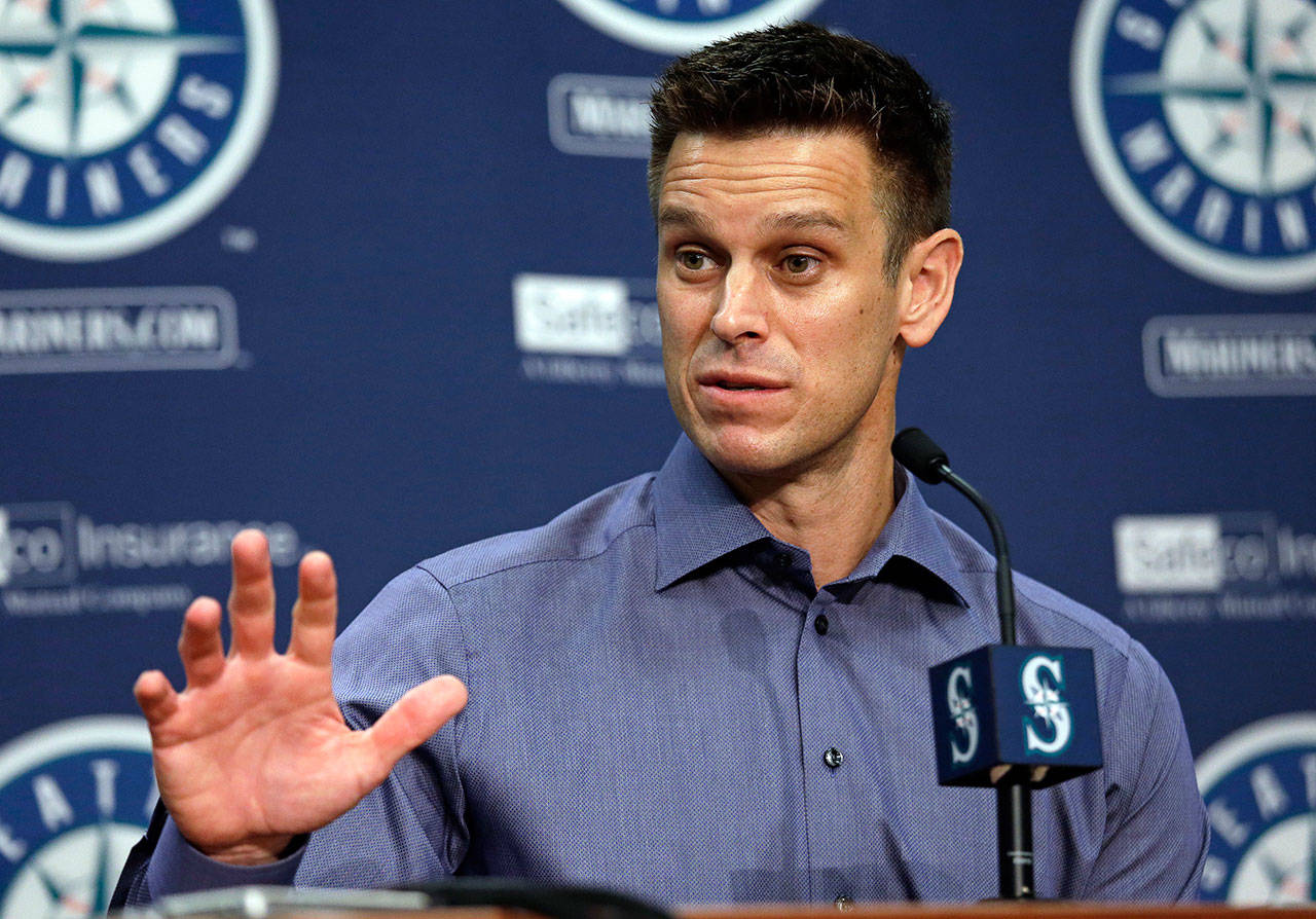 The Mariners signed general manager Jerry Dipoto to a multiyear contract extension on July 6, 2018, a reward for the club being on track to end the longest playoff drought in the four major professional sports in the U.S. (AP Photo/Elaine Thompson)