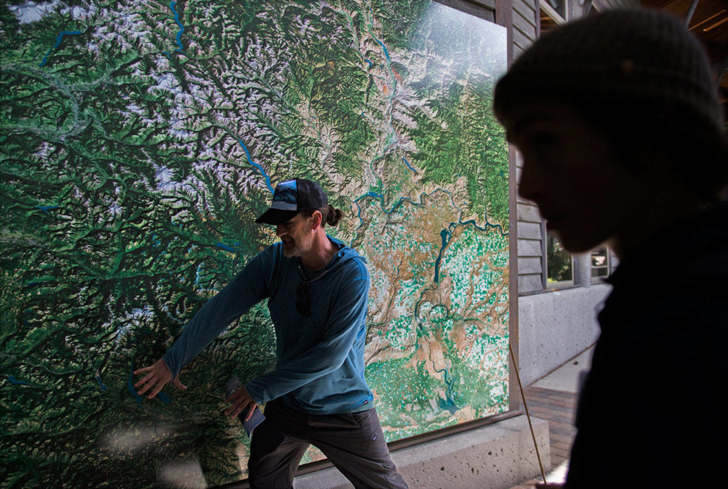 Christian Martin explains the geography of the North Cascades at the North Cascades Environmental Learning Center on the shores of Diablo Lake.
